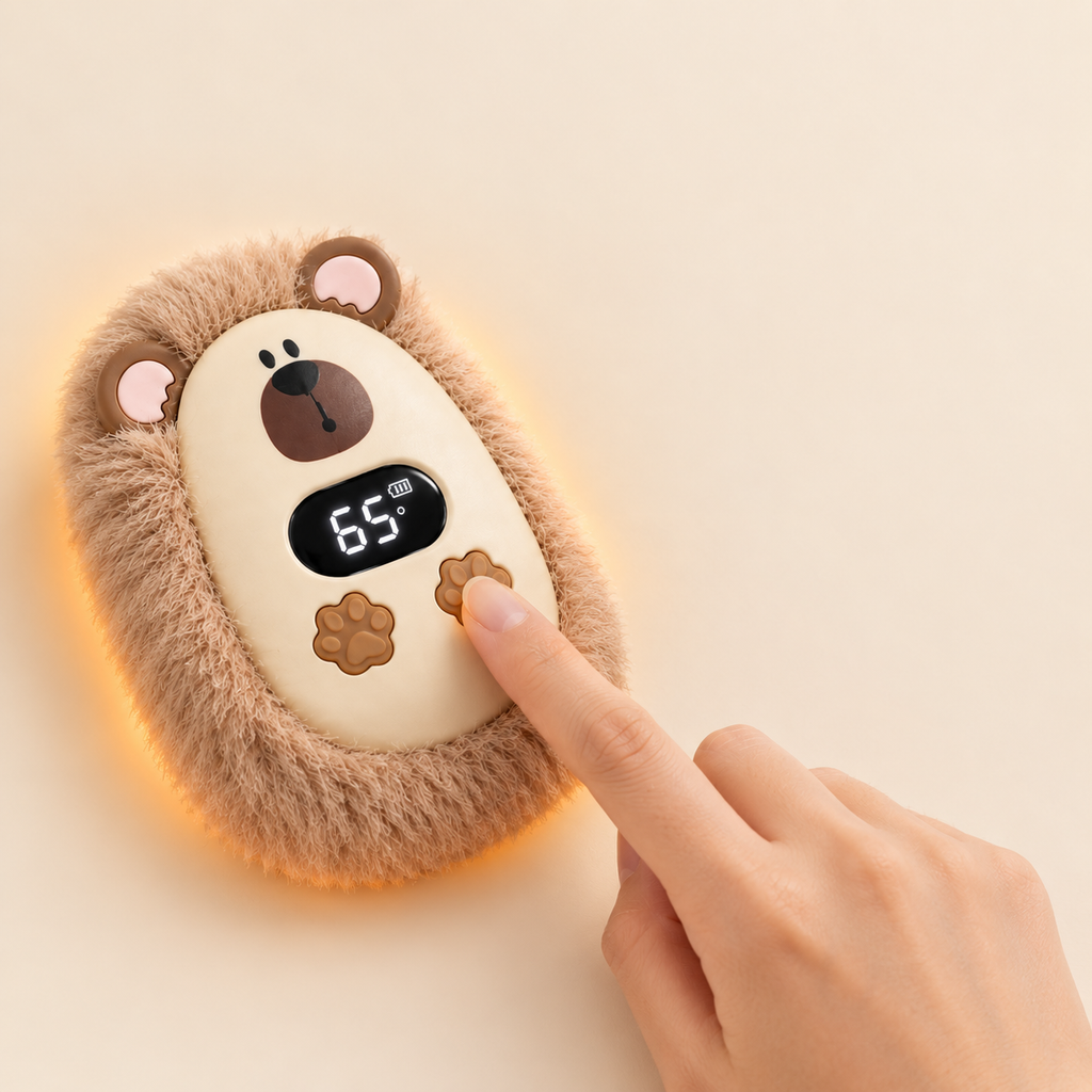 Chauffe-mains Peluche Rechargeable – Écran Digital