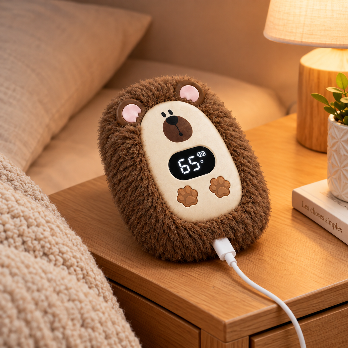 Chauffe-mains Peluche Rechargeable – Écran Digital